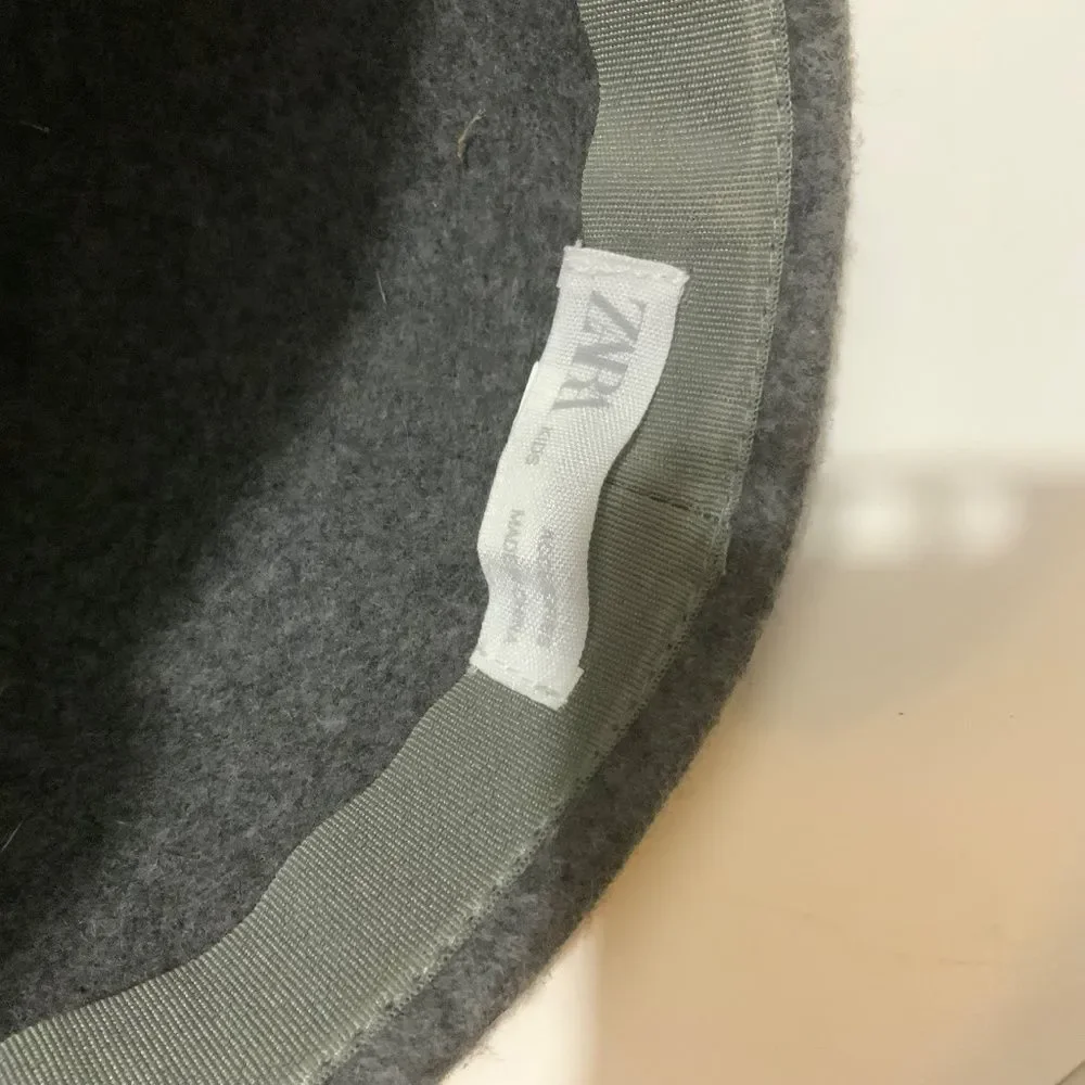 Zara Gray Riding Hat‎ with Pom